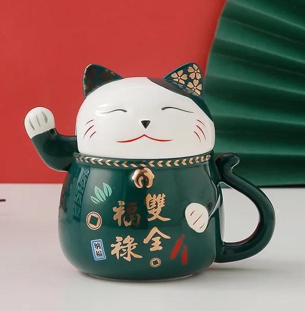 Taza Gatito Maneki + calentador