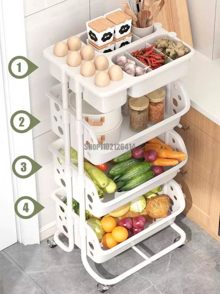 Verdulero con ruedas de 4 pisos