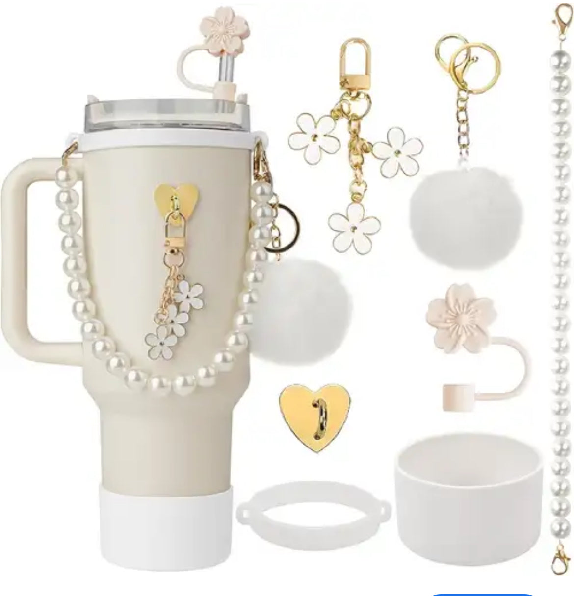 Set 7 pc  sujetador de perlas / Protector  / Blanco