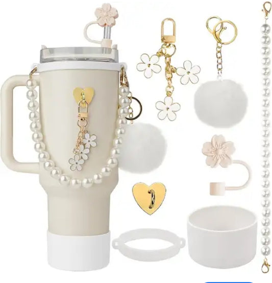 Set 7 pc  sujetador de perlas / Protector  / Blanco