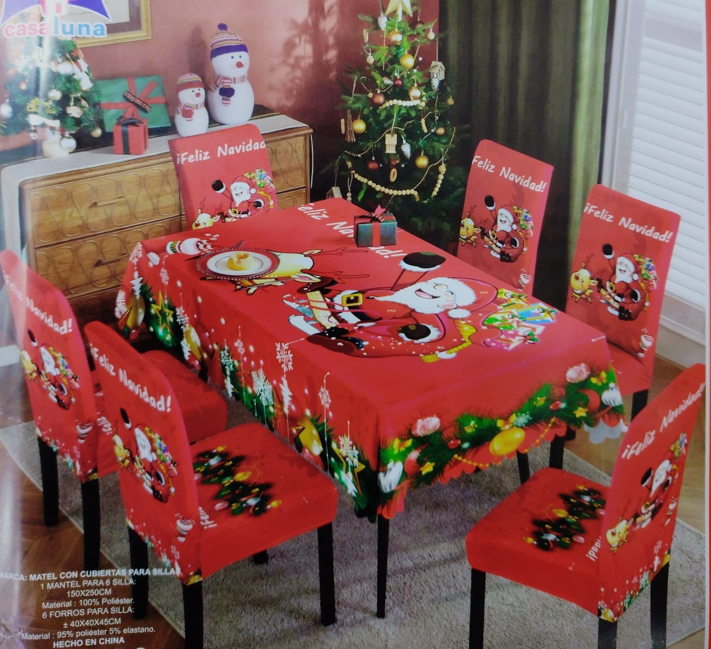 Mantel y forros de sillas (6 forros )