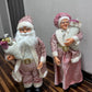 HERMOSOS PAREJA DE ADORNOS NAVIDEÑO ORO ROSA PAPÁ NOEL Y MAMÁ NOELA