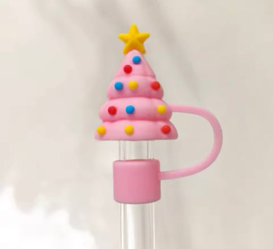 Protector de cañita Árbol de Navidad rosado