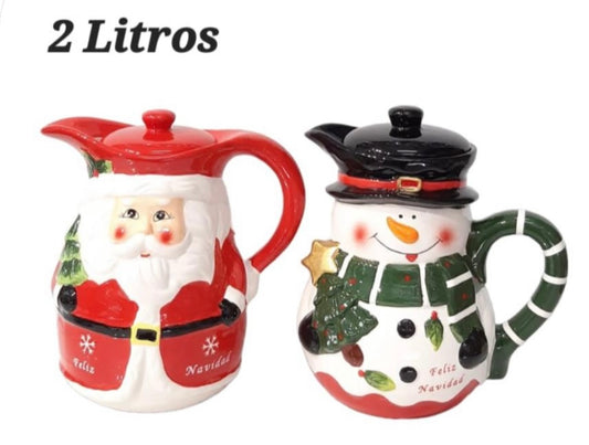 Jarra de cerámica Papá Noel o Muñeco de Nieve ⛄️ 2 litros  ( MOD 3)