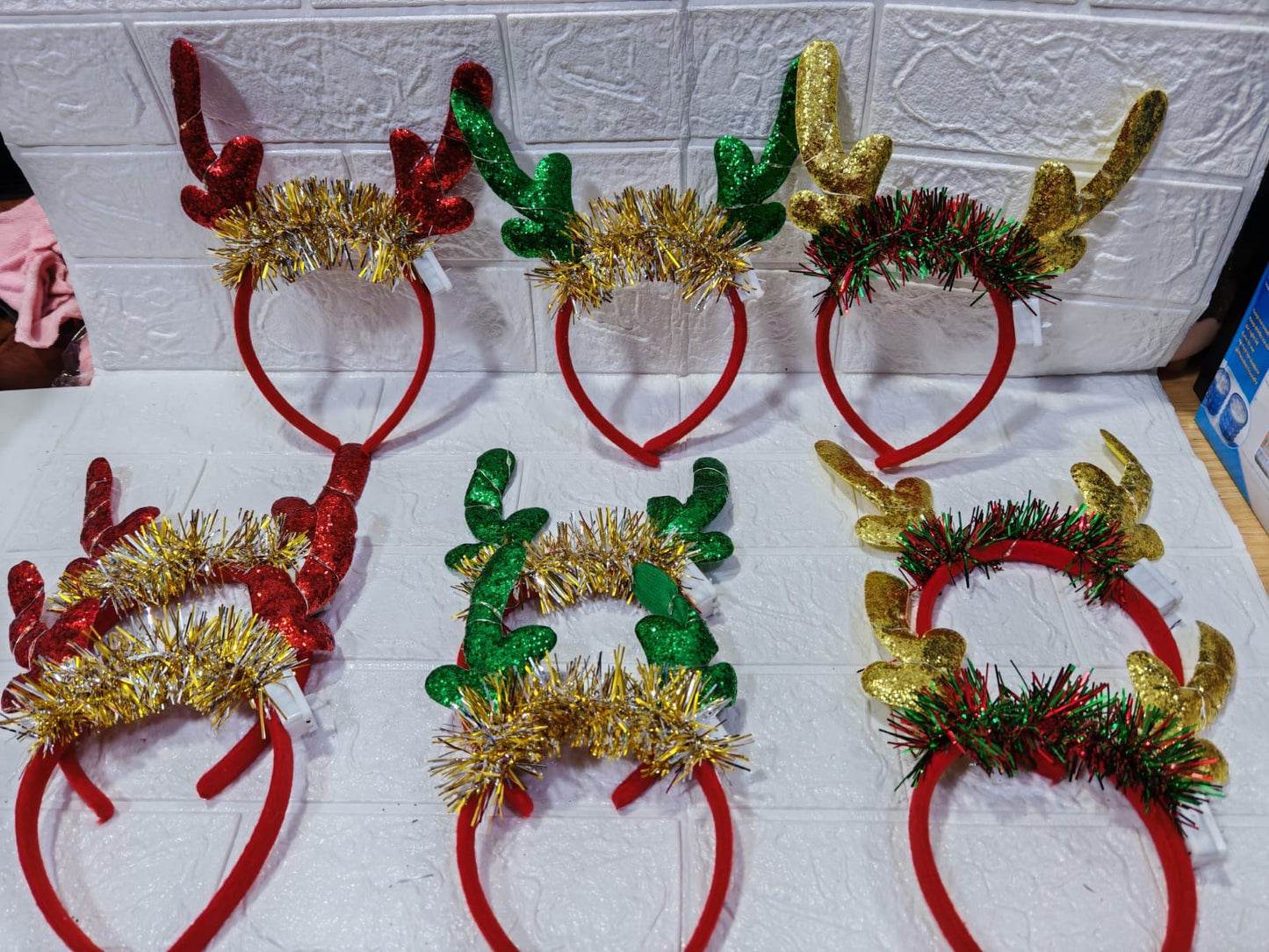 *VINCHA NAVIDEÑA RENO CON LUCES (12 pc )