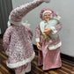 HERMOSOS PAREJA DE ADORNOS NAVIDEÑO ORO ROSA PAPÁ NOEL Y MAMÁ NOELA