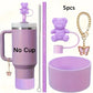 Juego de 5. accesorios  protector de cañita osito   -Morado
