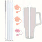 Juego de 7 pc - 3 Sorbetes reutilizables con 3 tapas adorables y 1 cepillo de limpieza,