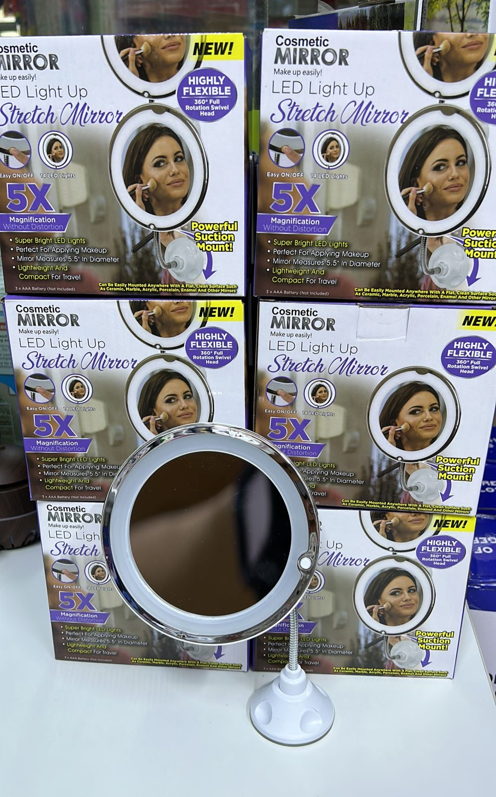 ESPEJO DE MAQUILLAJE CON AUMENTO ZOOM X5 CON LUZ LED