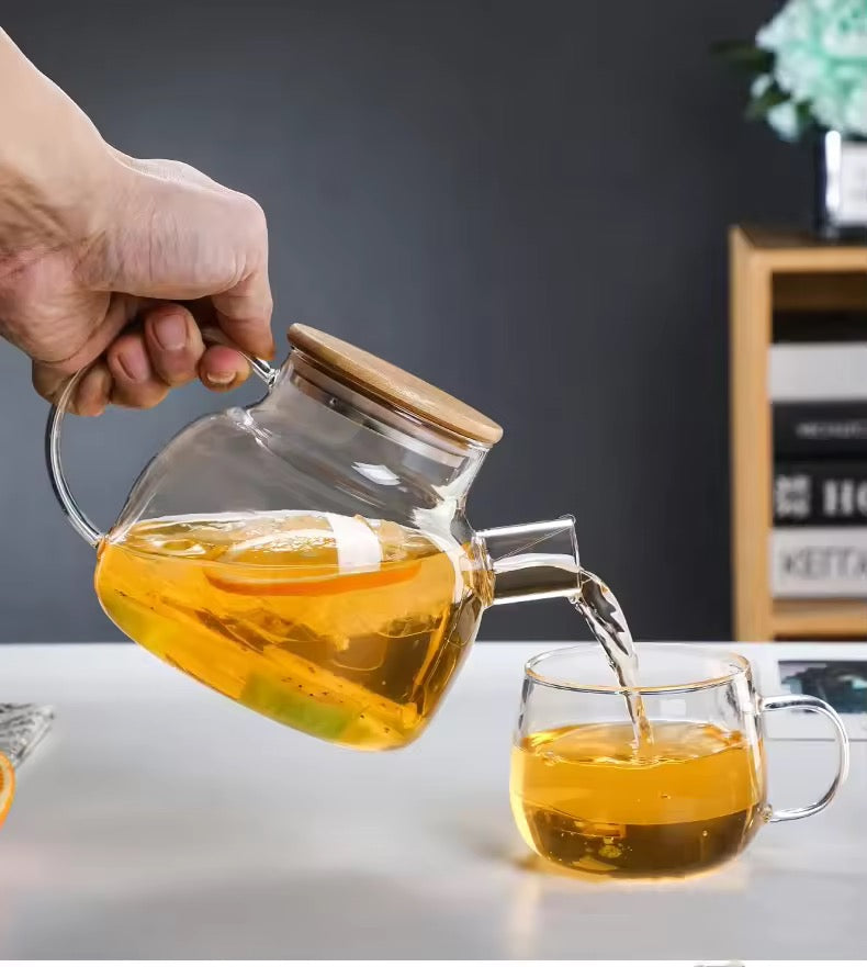 Jarra de vidrio con tapa de bambú 1 litro
