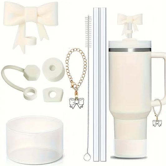 set  accesorios  blanco marfil - 9 pc - Lazito sorbetes de silicona