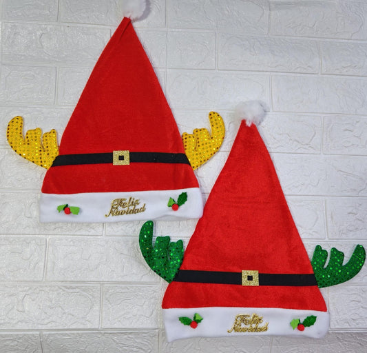 GORRO DE NAVIDAD CON LUCES #005* 🎅🏻🦌 ( 12 pc )