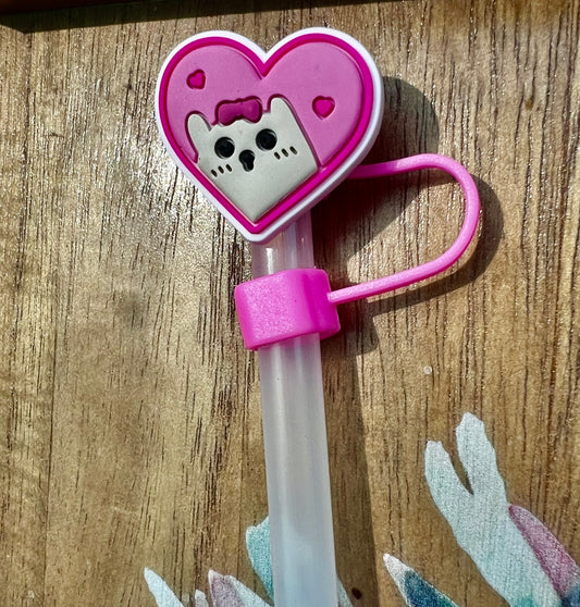 Protector de cañita corazón  gatito