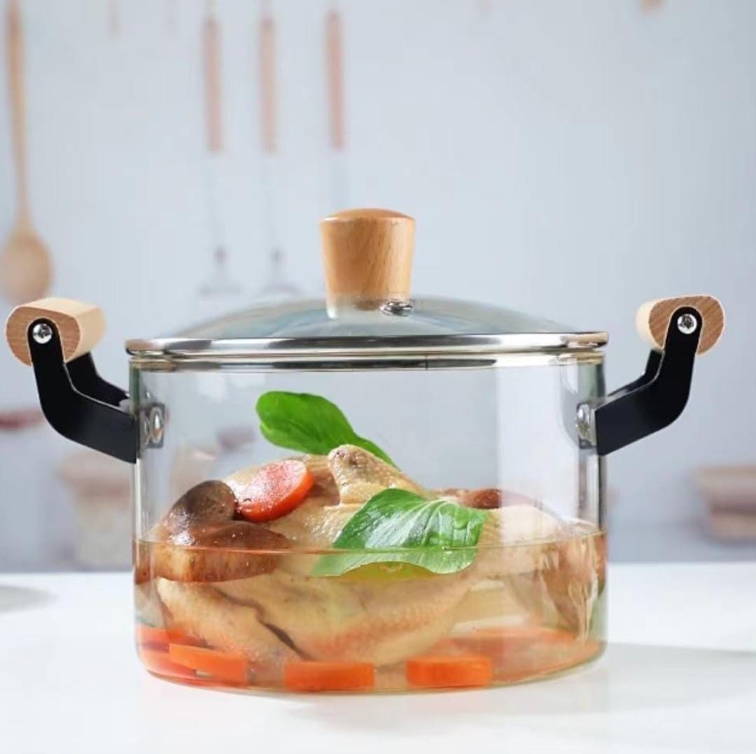 OLLA DE VIDRIO MATERIAL BOROSILICATO TRANSPARENTE CAPACIDAD 4.5LT