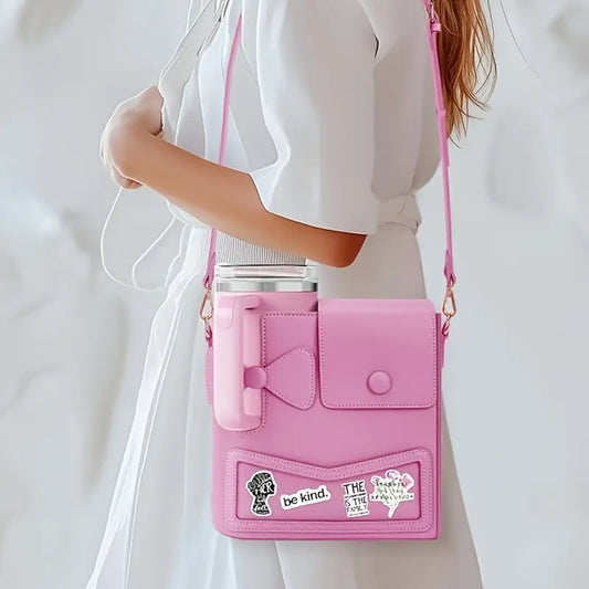 Bolso cruzado para mujer con porta vasos