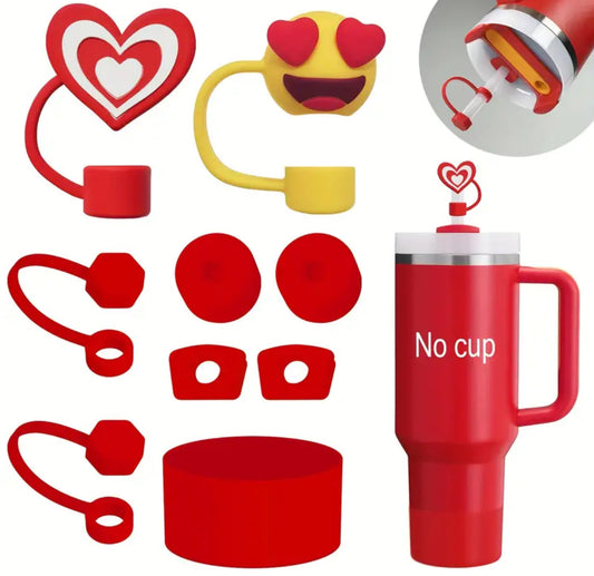 Set protectores carita feliz / Red / 9 pc /30 0nz - 40 onz