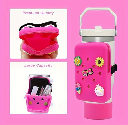 Cartera de silicona para Stanley + 5 pin o Dije // Rosa Roja