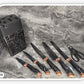 Set de cuchillos  de acero inoxidable agrietados