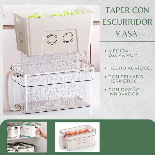 Taper acrílico con escurridor y asa