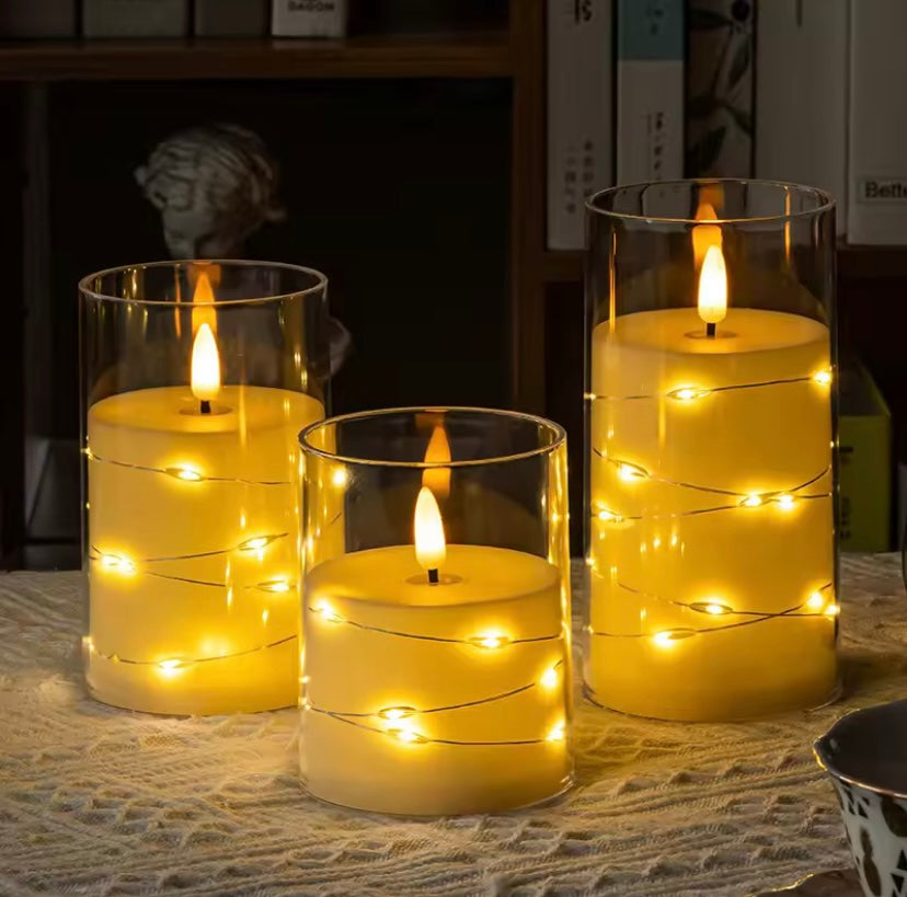 Vela con luces led