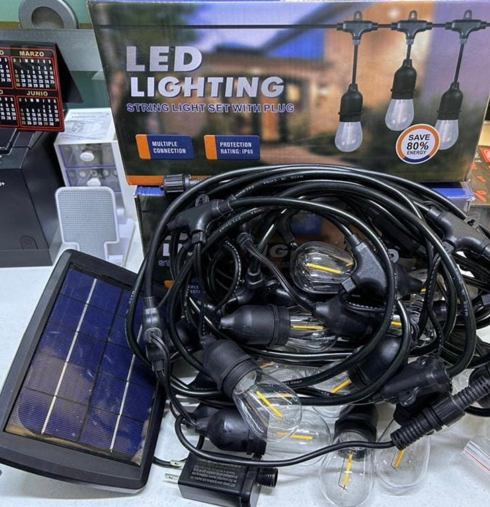 GUIRNALDA DE 20 BOMBILLAS LED DE 11 METROS  ( SOLAR- CORRIENTE )