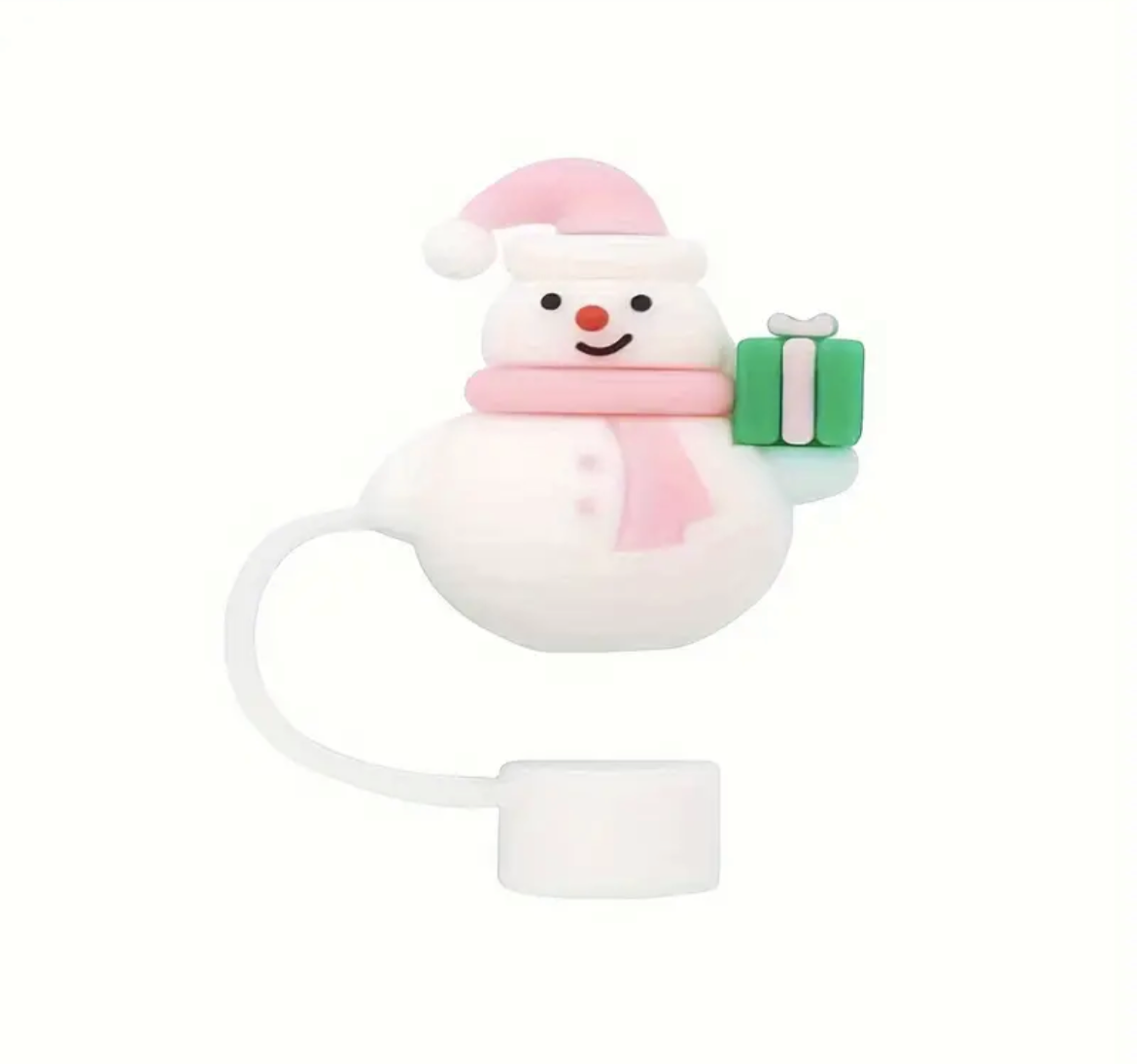 Protector de cañita  Muñeco de nieve rosado