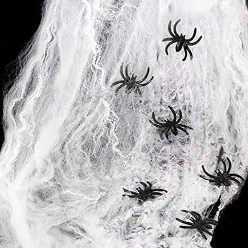 Telaraña y araña de poliéster mod halloween