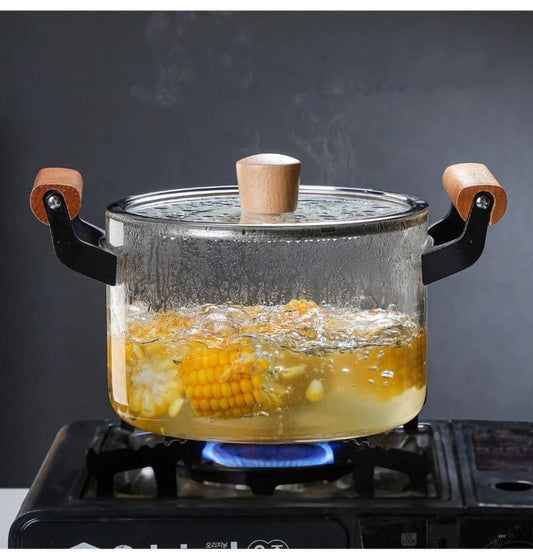 OLLA DE VIDRIO MATERIAL BOROSILICATO TRANSPARENTE CAPACIDAD 4.5LT