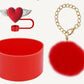 Kit protector de cañita corazón - Base & Pompom //3 pc // Red //