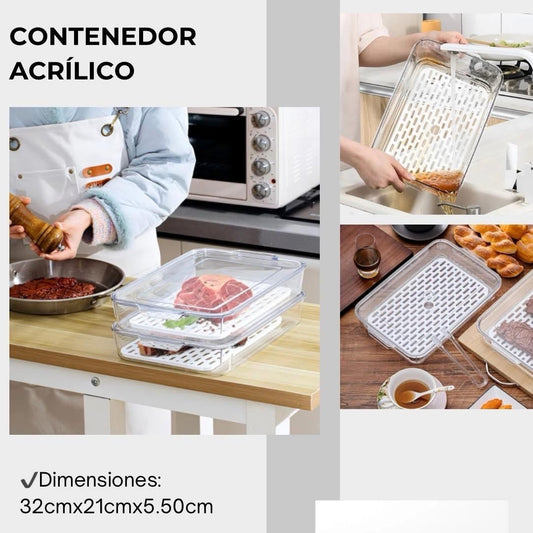 Contenedor acrílico con escurridor