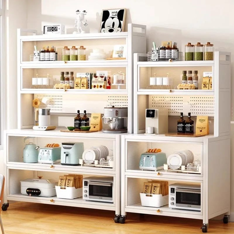 Estante de almacenamiento de cocina Blanco  Rosa