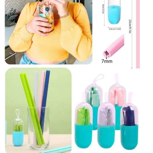 Cañita de Silicona Portátil Reutilizable para Bebé