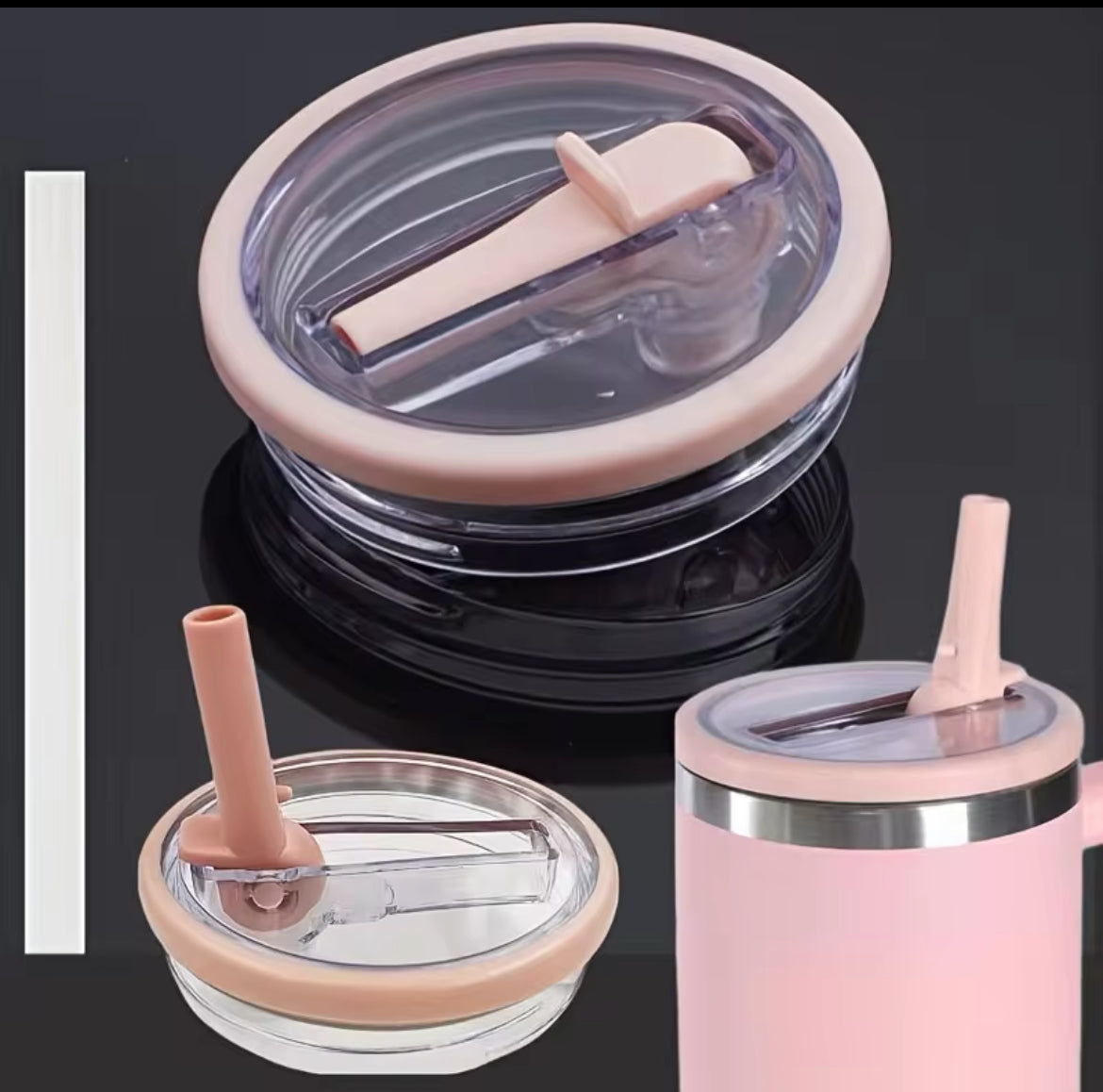 Tapa antiderrame 40 onz  rosa durazno + Sorbete