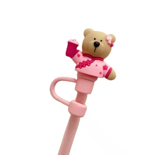 Protector de cañita osita rosa