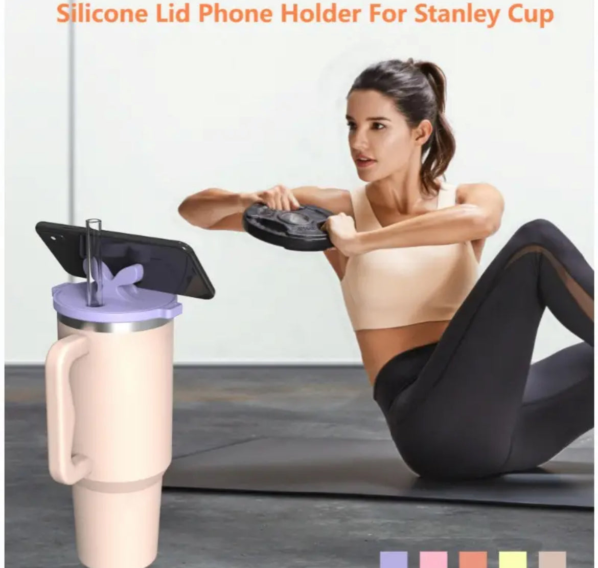 Tapa antiderrame  con soporte de celular -Rosa