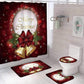 JUEGO 4 EN 1 NAVIDEÑO CON ALFOMBRA ANTIDESLIZANTE. PARA TAPA DE INODORO , TAPETE DE BAÑO BONITO Y BONITA CORTINA DE DUCHA IMPREMEABLE PAPA NOEL