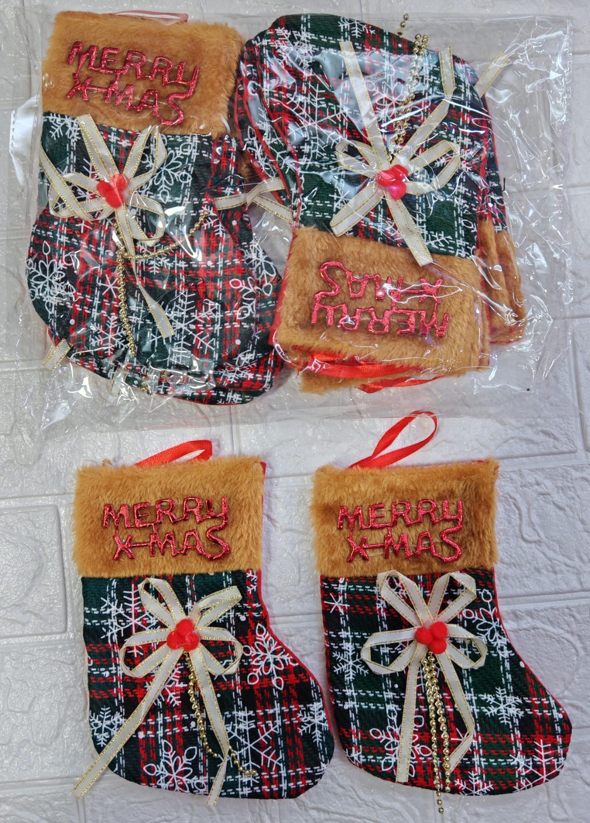 *CALCETIN NAVIDEÑO COLGANTE* 🎅🏻🎄 ( 12 pc )