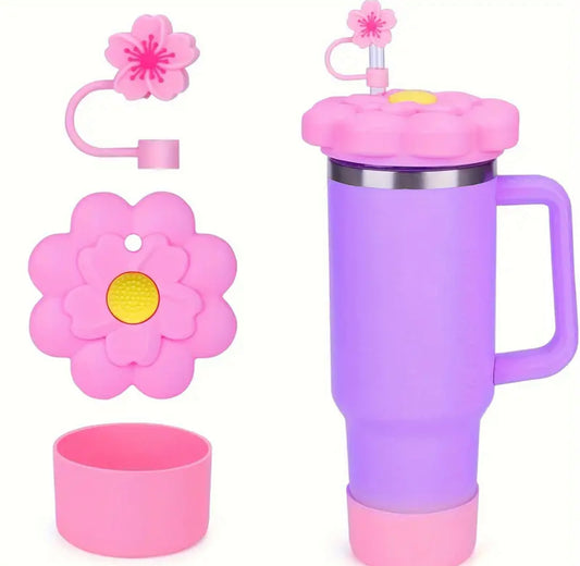 Juego  tapa flor +  Protector de cañita flor + Base