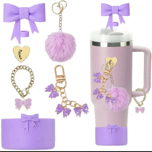 Set de accesorios  - Protectores //  Morado Lazo  //  6 pc //