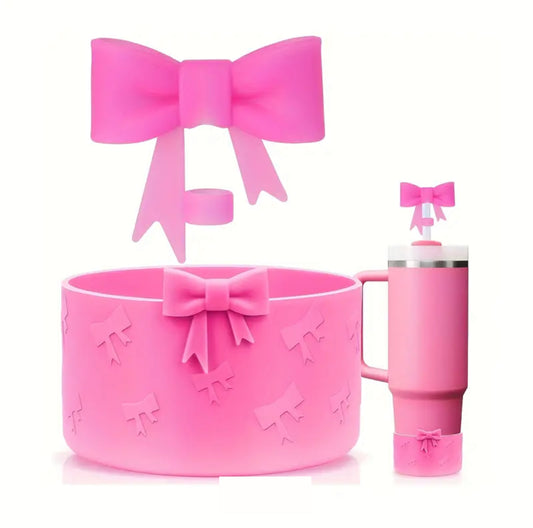 Set de 2 pc Protector de cañita + Base / Rosa Roja