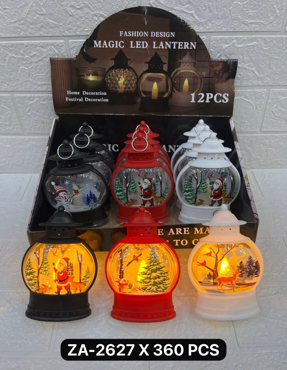 Adorno faro con luz Navidad (12 pc )