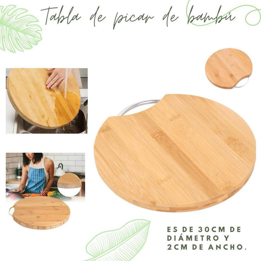 Tabla de picar redonda de bambú