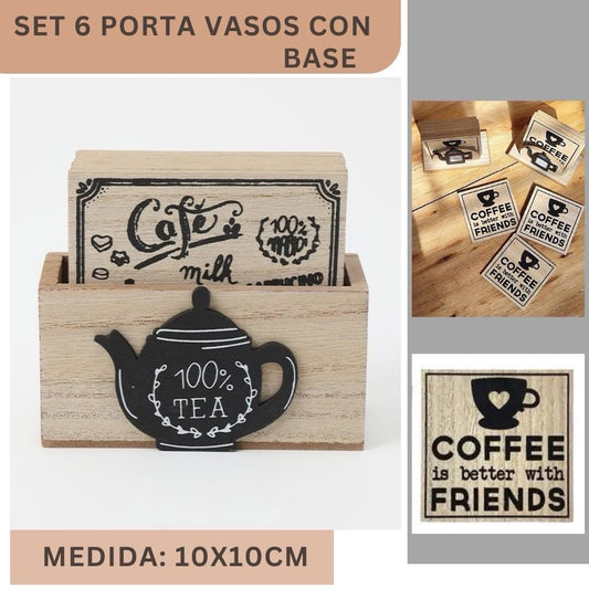 Set de 6 portavasos de Madera