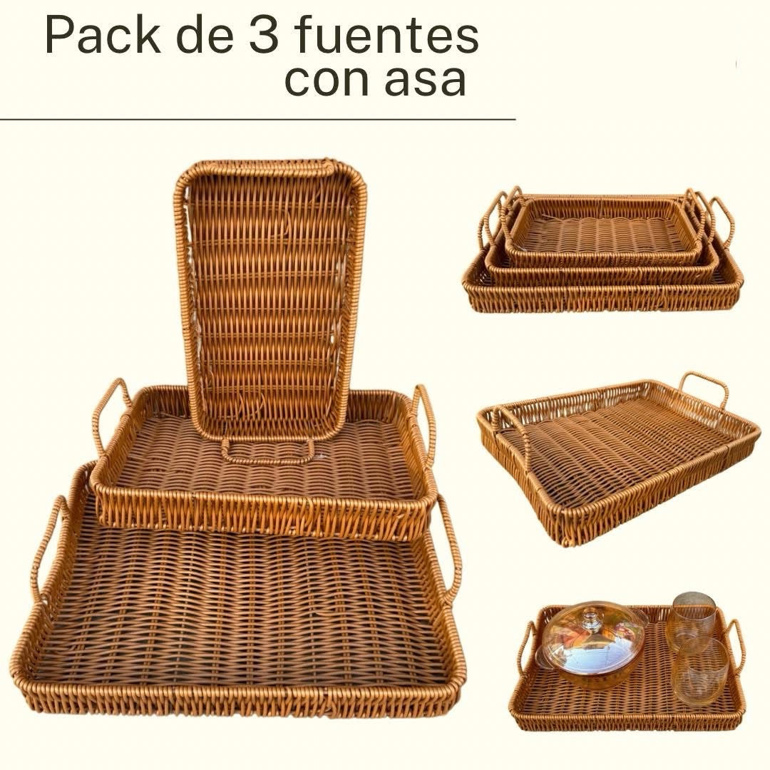 Pack de 3 fuentes multiusos con asa