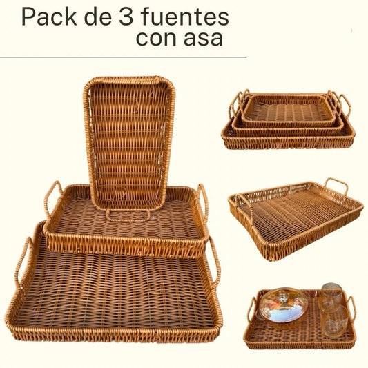Pack de 3 fuentes multiusos con asa