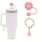 Protector de cañita flor. Rosa y incial