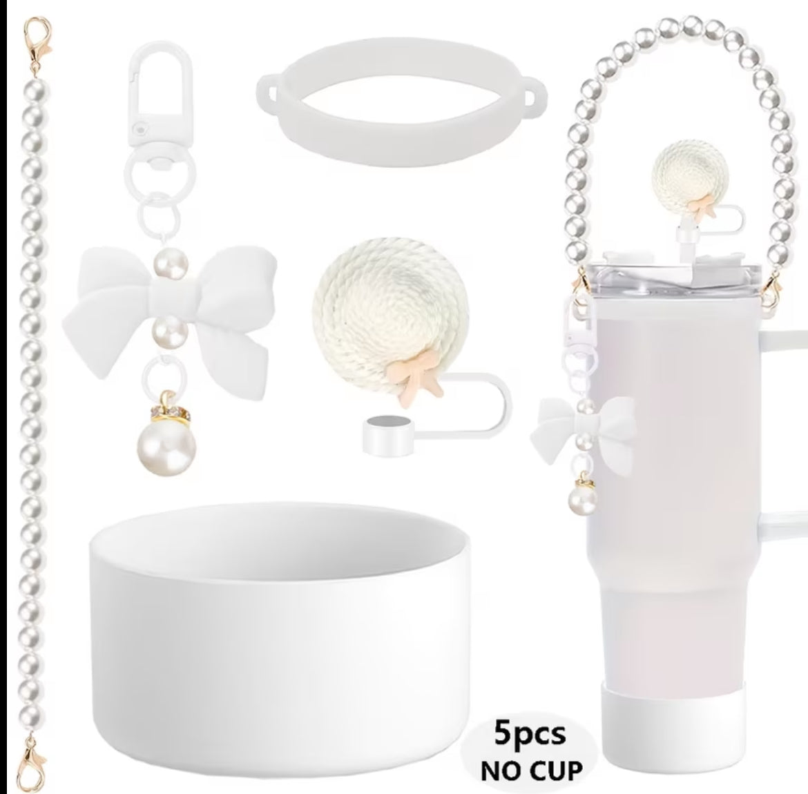 Set 5 accesorios // Blanco // agarrador perlas