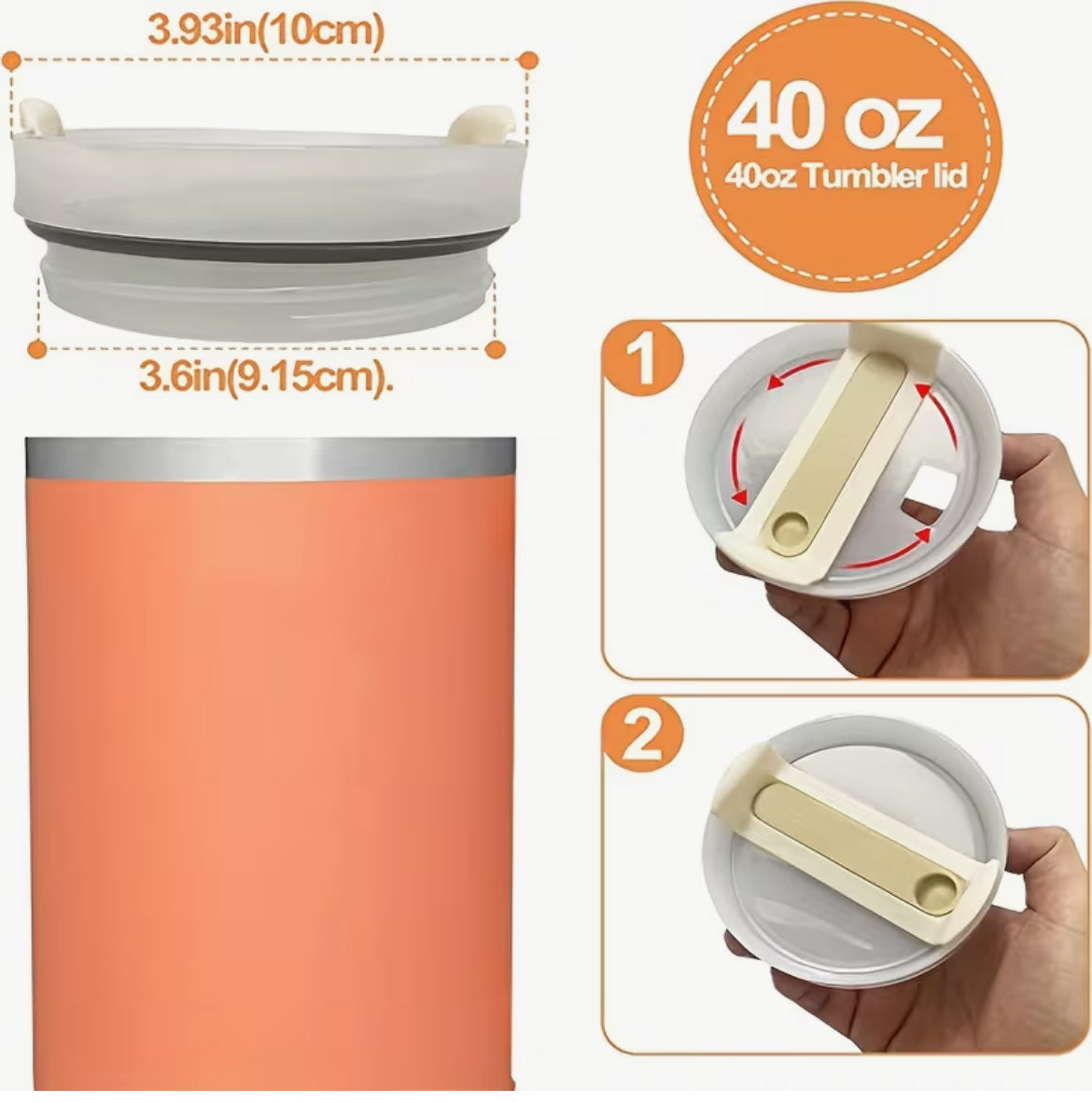 Tapa Tumbler 40 onz / Cuarzo Rosa  //Repuesto // Mate