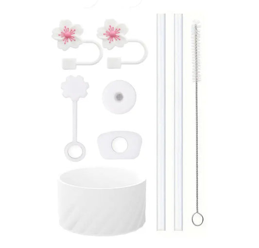 Set  de protectores  9 pc / Blanco / Flor