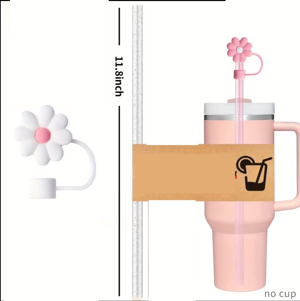 Set de Protector de cañita flor Blanco + Sorbete - Cañita